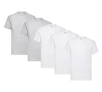 Fruit of the Loom T-shirt pour homme, 3 x blanc + 2 x gris + 1 x bloc d'achat, taille XXL