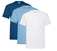 Fruit of the Loom Valueweight T-shirt Diverses couleurs disponibles S M L XL XXL 3XL 4XL 5XL, 1 x bleu marine + 1 x bleu pastel + 1 x blanc + 1 bloc-notes d'achat, L