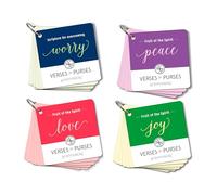 Fruit of the Spirit Lot de 4 cartes avec versets sur l'amour, la joie, la paix et surmonter la peur, l'inquiétude et l'anxiété - Versets pour sacs à main Inspiration quotidienne (cartes de prière pour