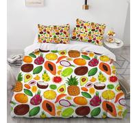 Fruits Peints Housse de Couette 140x200 Parures de Lit 1 Personne Imprimé 3D Microfibre Douce Enfants, Garçons et Filles Housses Couette avec 2 Taies d'oreiller et Fermeture Éclair k.4503