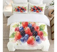 Fruits Peints Housse de Couette 140x200 Parures de Lit 1 Personne Imprimé 3D Microfibre Douce Enfants, Garçons et Filles Housses Couette avec 2 Taies d'oreiller et Fermeture Éclair l.819