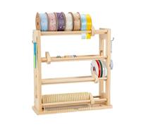 Fruusv Organiseur Support de Rangement pour Rubans | En Bois Avec Crochets 4 Niveaux - Présentoir À Rubans,Pour Fils À Coudre Bobines En Filet Bande Adhésive Papier Salles De Loisirs Créatifs Magasins
