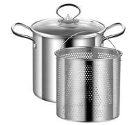 Fryer Pot avec panier, 3,5 L de friture en acier inoxydable avec poignées, tout usage de poisson fryer avec panier d'ébullition pour croustilles, frites, poulet