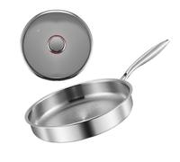 Frying Pan - Stainless Steel Titanium Alloy | Non Stick Skillet Cooking Pan With Lid | Cookware Pots for Home, Apartment, Restaurant, Electric Induction Stove, Grill, Camping, Pancake, Omelette