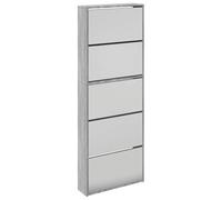 fsahslih Armoire à chaussures avec miroir 5 compartiments Gris Sonoma 63 x | Bascule étroite avec façade miroir pour couloir et entrée. Stockage peu encombrant jusqu'à 20 paires de chaussures dans un