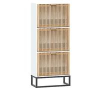 fsahslih Armoire à chaussures blanche 52 x 25 x 120 cm en bois avec pieds en fer | Meuble à chaussures étroit pour couloir et chambre : rangement sans poussière avec pieds en fer et surface pratique.
