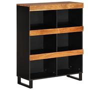 fsahslih Armoire d'appoint en bois d'acacia massif - 85 x 33 x 107 cm | Buffet haut rustique en bois véritable et métal pour salon et couloir avec beaucoup d'espace de rangement.