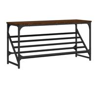 fsahslih Étagère à chaussures marron aspect chêne 90 x 30 x 45 cm | Étagère à chaussures avec grille inclinée et plaque supérieure fixe pour couloir, couloir et chambre à coucher. Construction
