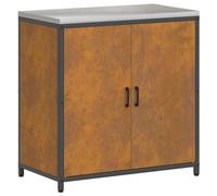 fsahslih Hattem Rangement de cuisine en acier inoxydable 90 x 50 x 92 cm | Module d'armoire stable en acier aspect rouille avec 2 portes pour beaucoup d'espace de rangement dans la cuisine extérieure