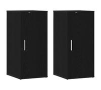 fsahslih Lot de 2 armoires à chaussures aspect chêne noir 32 x 35 x 70 cm | Étagère compacte à 5 compartiments pour couloir et chambre à coucher, utilisable au choix comme étagère sur pied ou pour