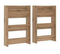 fsahslih Lot de 2 armoires à chaussures murales en bois de chêne Artisan 60 | Étagère à chaussures suspendue peu encombrante pour couloir et entrée. Avec 4 étagères stables pour un rangement structuré