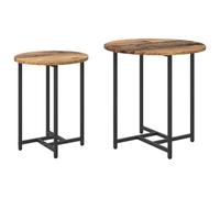 fsahslih Lot de 2 tables d'appoint aspect bois vieilli et métal | Table basse duo peu encombrante au design industriel pour le salon et le couloir, robuste et flexible