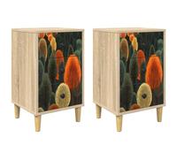 fsahslih Lot de 2 tables de chevet BONN en chêne Sonoma - 36 x 33 x 60 cm | Table d'appoint pratique pour chambre à coucher avec 6 tiroirs, pieds surélevés et construction en bois robuste.