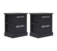 fsahslih Lot de 2 tables de chevet en bois de paulownia - Noir - 38 x 28 x | Tables d'appoint compactes pour chambre à coucher en bois de paulownia avec 2 tiroirs lisses au design vintage New York.