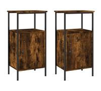 fsahslih Lot de 2 tables de chevet en chêne fumé - 41 x 31 x 80 cm | Armoires d'appoint industrielles pour chambre à coucher avec pieds réglables stables et beaucoup d'espace de rangement sur