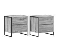 fsahslih Lot de 2 tables de chevet gris Sonoma - 50 x 39,5 x 50 cm - En | Lot de 2 tables d'appoint industrielles pour chambre à coucher. Offre un espace de rangement pratique avec un tiroir