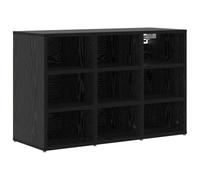 fsahslih Meuble à chaussures compact noir aspect chêne 77,5 x 30 x 51 cm | Banc plat avec 9 compartiments pour couloir et entrée. Organise les baskets et les bottes de manière claire dans un petit