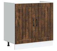 fsahslih Meuble bas de cuisine Lucca - 80 x 46 cm - Chêne fumé | Pieds réglables en hauteur pour la cuisine, matériau en bois robuste avec portes et étagère, beau design en chêne fumé.