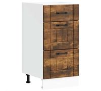 fsahslih Meuble de cuisine Lucca en chêne fumé 40 x 46 x 81,5 cm | Armoire d'appoint compacte avec tiroirs pour la cuisine, pieds réglables en hauteur pour un alignement stable.