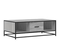 fsahslih Table basse gris Sonoma 100 x 57 x 35 cm Table d'appoint en métal | Table de salon compacte avec étagère supplémentaire pour livres et télécommande, finition durable en bois.