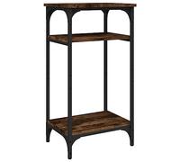 fsahslih Table d'appoint 40 x 30 x 75 cm en bois aspect chêne fumé | Présentoir fin pour le salon et le couloir, offre un espace de rangement pratique grâce aux compartiments stables et au cadre