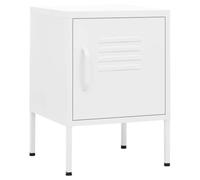fsahslih Table de chevet blanche 35 x 35 x 51 cm en métal avec serrure | Armoire en acier verrouillable pour chambre à coucher. Les pieds réglables en hauteur et l'étagère flexible créent de l'ordre