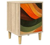 fsahslih Table de chevet BONN en chêne Sonoma 36 x 33 x 50 cm | Table d'appoint compacte pour chambre à coucher avec compartiment, pieds surélevés et fixation murale sécurisée.