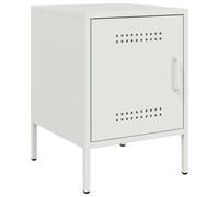 fsahslih Table de chevet industrielle en acier Blanc 36 x 39 x 50,5 cm | Commode compacte en métal robuste pour chambre à coucher et salon. Offre un espace de rangement pratique.