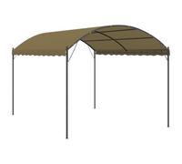 fsahslih Tonnelle de jardin 4 x 3 m avec cadre en acier, tonnelle de jardin stable pour jardin, terrasse et barbecues, toit en polyester et hauteur de passage de 2 m, taupe et noir