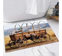 FSDGY Tapis de Bain,Tapis Salle de Bain Moelleux en Microfibre,Tapis de Douche Absorbant Lavable en Machine,Western, Photo de la Vieille charrette nostalgique de l'Ouest américain américain,40x60 cm
