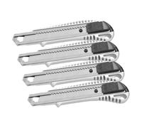 FSKTW118 Cutter métallique professionnel extra résistant fabriqué en aluminium, lame en acier inoxydable de 18 mm, système de verrouillage et lames interchangeables (Lot de 4)