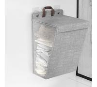 Fslvmin Panier à Linge Mural Pliable avec Poigné pour Ranger Le Linge Sale et éviter La Poussière pour La Maison, La Salle De Bain ou Un Appartement(15x41x58cm(6x16x23), Gray)