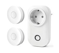 FSMUCFY Prise Sans Fil avec Interrupteur Sans Pile, Kit Prise Télécommandée Cinétique Auto-Alimentée, Portée 30m Traversant Murs, Sans Wi-Fi，RF433MHz，Idéal pour Lampe,Luminaire et (Pack of 2v1)
