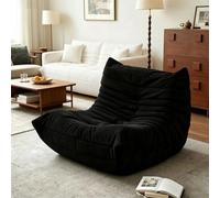 FSMYYXGS Canapé Togo avec Design Ergonomique, Fauteuil de Lecture Confortable Paresseux, Daim synthétique avec Rembourrage en Mousse Haute densité Flexible Salon Chambre Coucher-Black||160-100-75CM