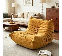 FSMYYXGS Canapé Togo avec Design Ergonomique, Fauteuil de Lecture Confortable Paresseux, Daim synthétique avec Rembourrage en Mousse Haute densité Flexible Salon Chambre Coucher-Yellow||160-100-75CM