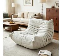 FSMYYXGS Canapé Togo avec Design Ergonomique, Fauteuil de Lecture Confortable Paresseux, Daim synthétique avec Rembourrage en Mousse Haute densité Flexible Salon Chambre Coucher-White||160-100-75CM
