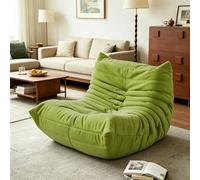 FSMYYXGS Canapé Togo avec Design Ergonomique, Fauteuil de Lecture Confortable Paresseux, Daim synthétique avec Rembourrage en Mousse Haute densité Flexible Salon Chambre Coucher-Green||130-100-75CM