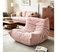 FSMYYXGS Canapé Togo avec Design Ergonomique, Fauteuil de Lecture Confortable Paresseux, Daim synthétique avec Rembourrage en Mousse Haute densité Flexible Salon Chambre Coucher-Pink||80-98-70CM
