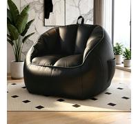FSMYYXGS Chaise Bean Bag Confortable avec Remplisseur, Salon Canapé Paresseux, Deux Options de Tissu Poignée Pratique Conception, pour Les Petits Appartements- Pure Black(No-Wash Fabric)||75-75-65CM
