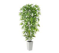 FSOHOI Bambou artificiel de 1,8 m de haut avec pot blanc haut, faux arbres artificiels en soie avec 4 troncs et feuilles réalistes pour la maison, le bureau, l'intérieur et l'extérieur