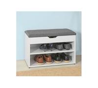 SoBuy Banc à Chaussures avec Rangement - Meuble Chaussure Entrée avec Coussin Confortable - Banc Rangement Chaussures à 2 Étages - pour Meuble d’Entrée, Gris, 60x30x44 cm, 120kg - FSR25-HG