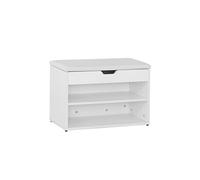 FSR25-W Banc de Rangement à Chaussures 2 étages avec Coussin Commode à Chaussures Confortable- Blanc