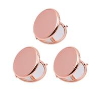FSSTUD Lot de 3 mini miroirs de poche ronds en métal de 65 mm - Petit miroir de poche double face - Miroir de maquillage portable et pliable - Rose doré