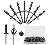 FSWWSF Rivet Noir 60 Pièces Rivets pop Aluminium Rivet Plaque Immatriculation Pour Industrie,Construction,MéTal,Automobile,Meubles Et (Noir,4,8x25mm)
