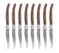 FSYGloryGlides Couteaux à Steak Style Classique - Set de 8, Lames Dentelées en Acier Inoxydable, Manche en Bois Naturel, Usage Quotidien & BBQ, Coffret Cadeau (Ensemble 8 pièces couleur bois)