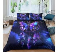 FSYQQASD Carillons Parure De Lit 3D,Microfibre Papillons Housse De Couette Et Taies d'oreiller,Fermeture Éclair,3 Pièces Ensemble De Literie King（220x240cm）