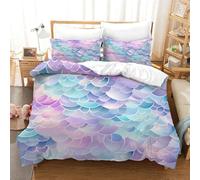 FSYQQASD Poisson Housse De Couette 140x200 cm Impression 3D Écailles Parures De Lit 3 Pièces Microfibre Douce avec Taie d'oreiller,pour Enfants Et Adolescents