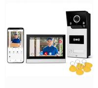 FTes RFKits Interphone Vidéo WiFi Tuya 10 Pouces 1080P, Appareil Interphone Filaire 4 Fils avec Caméra Extérieure IP65, Écran Tactile, Déverrouillage par App/Carte, Détection de Mouvement