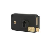 FTH - Serrure en Applique Horizontale FTH AH70 - Coffre Acier Embouti - Finition Noir Mat - Mécanisme Deux Tours - Sécurité Renforcée - Pour Porte d'Entrée