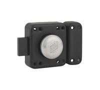 Verrou de porte FTH R85 à bouton, cylindre de 45mm, coffre et pêne noir mat, 3 clés crantées - FTH